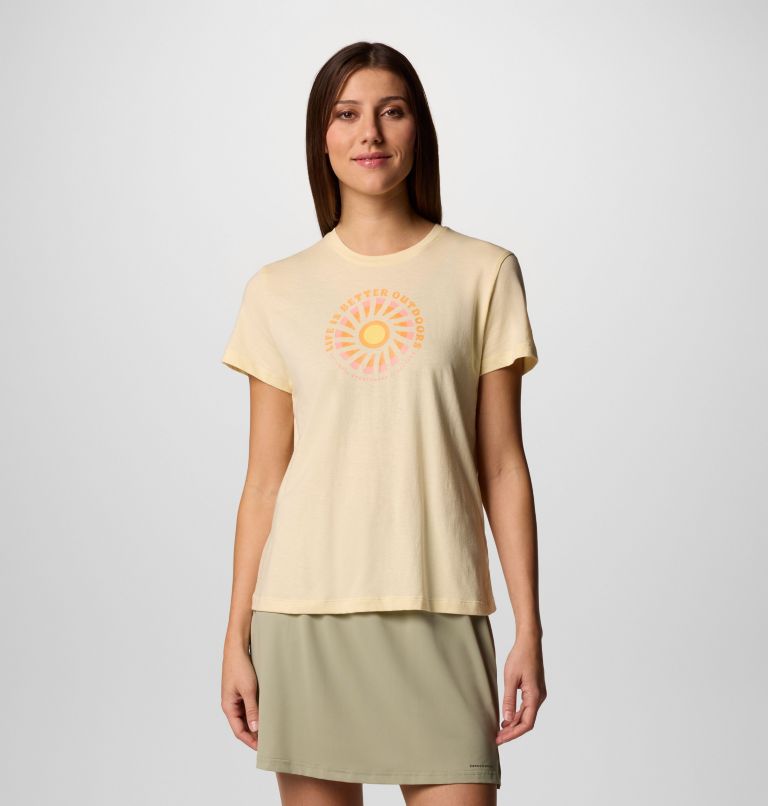 Women's Ruby Springs Graphic Fitted Short Sleeve Shirt, Color: Lemon Wash, Outdoor Life, image 1