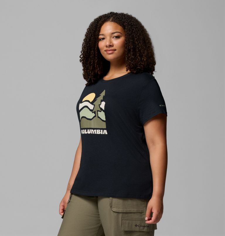 Women's Ruby Springs Graphic Fitted Short Sleeve Shirt - Plus Size, Color: Black, Get Hiked, image 4