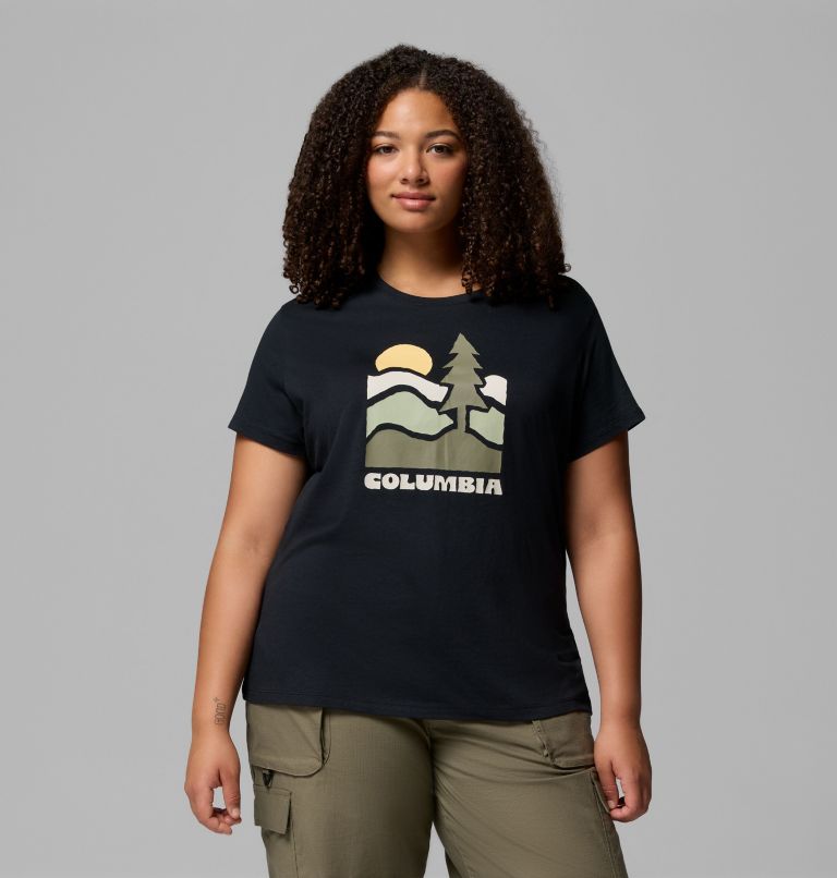 Women's Ruby Springs Graphic Fitted Short Sleeve Shirt - Plus Size, Color: Black, Get Hiked, image 1