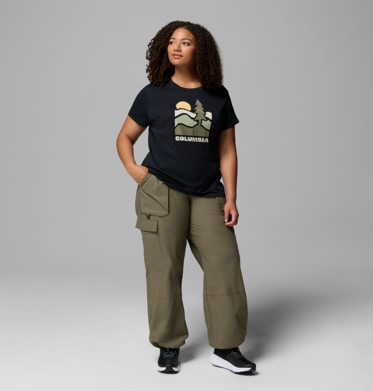 Women's Ruby Springs Graphic Fitted Short Sleeve Shirt - Plus Size, Color: Black, Get Hiked, image 2