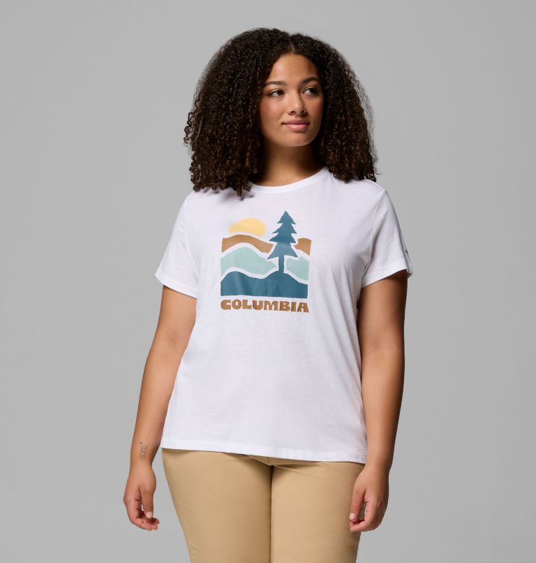 Women's Ruby Springs Graphic Fitted Short Sleeve Shirt - Plus Size, Color: White, Get Hiked, image 1
