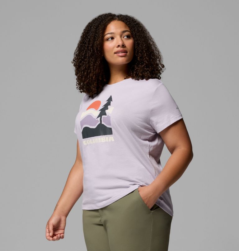 Women's Ruby Springs Graphic Fitted Short Sleeve Shirt - Plus Size, Color: Lavender Pearl, Get Hiked, image 4