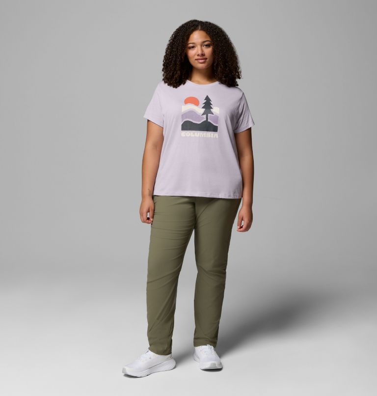 Women's Ruby Springs Graphic Fitted Short Sleeve Shirt - Plus Size, Color: Lavender Pearl, Get Hiked, image 2