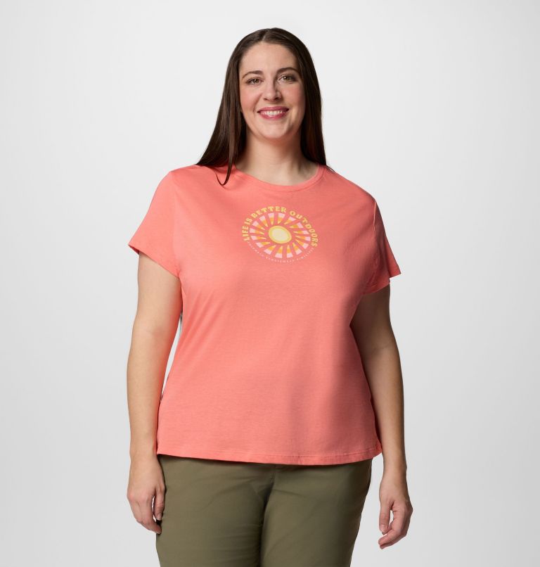 Women's Ruby Springs Graphic Fitted Short Sleeve Shirt - Plus Size, Color: Alpenglow, Outdoor Life, image 1