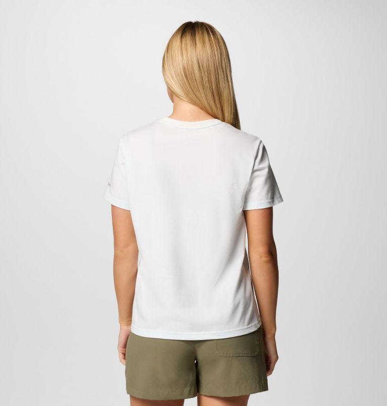 Camiseta técnica con estampado Delta Drift para mujer, Color: Sea Salt, Linear Peakscape, image 2