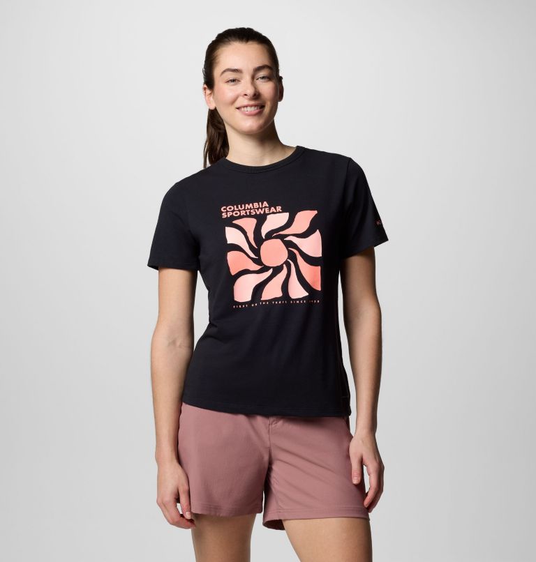 Sun Trek III technisches T-Shirt mit Grafik für Frauen, Color: Black, Wavy Rays, image 1
