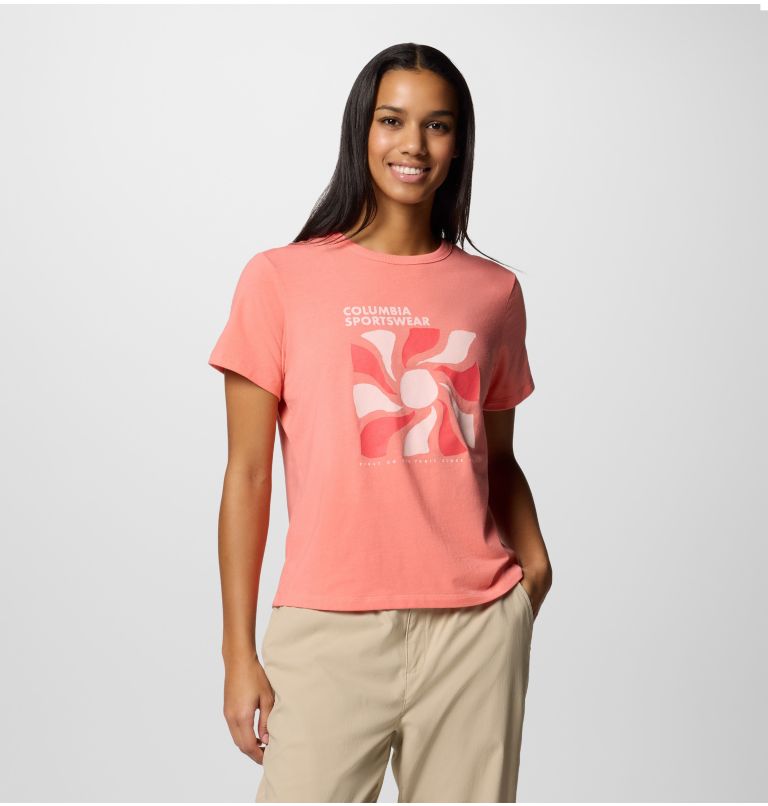 Sun Trek III technisches T-Shirt mit Grafik für Frauen, Color: Alpenglow, Wavy Rays, image 1