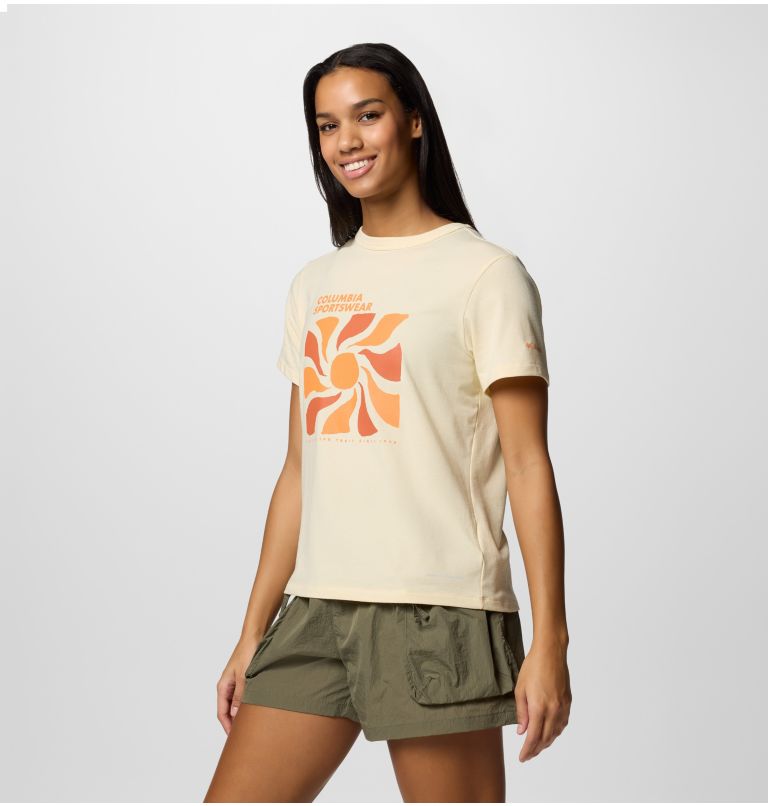 Sun Trek III technisches T-Shirt mit Grafik für Frauen, Color: Lemon Wash, Wavy Rays, image 3