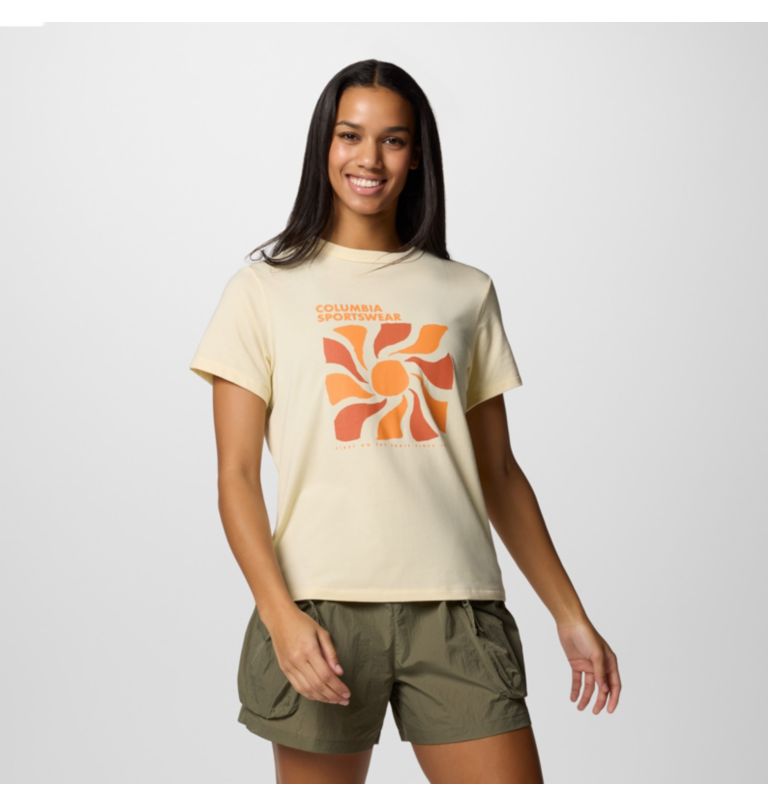 Sun Trek III technisches T-Shirt mit Grafik für Frauen, Color: Lemon Wash, Wavy Rays, image 1