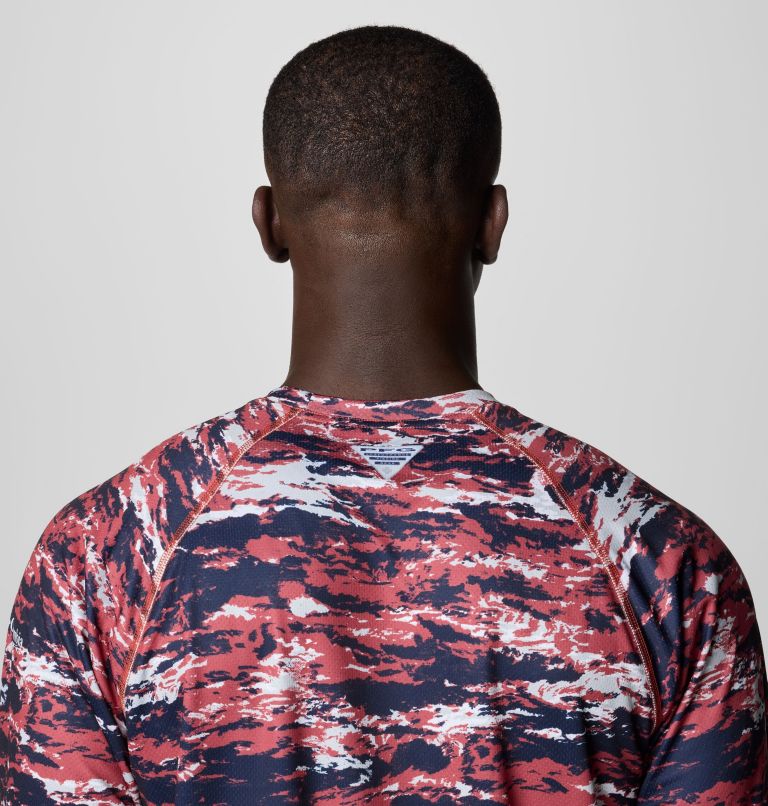 Men's PFG Super Solar Stream Graphic Long Sleeve Shirt, Color: Dusty Crimson Sumi Camo, image 6