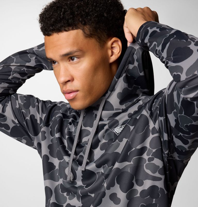Men's PFG Wild Cast Camp Hoodie, Color: Black Deltahunter Camo, image 5