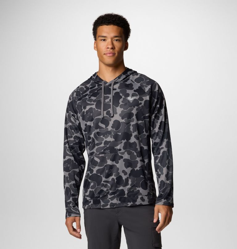 Men's PFG Wild Cast Camp Hoodie, Color: Black Deltahunter Camo, image 1