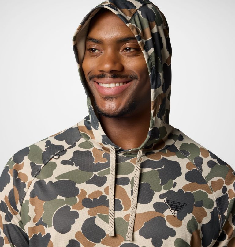 Men's PFG Wild Cast Camp Hoodie, Color: Fossil Deltahunter Camo, image 6