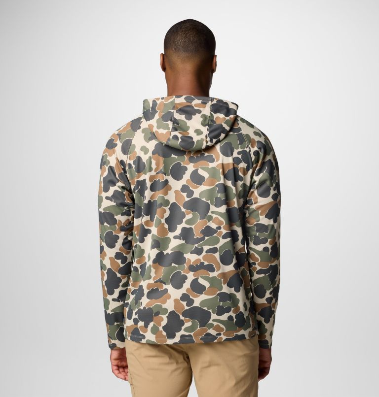 Men's PFG Wild Cast Camp Hoodie, Color: Fossil Deltahunter Camo, image 3