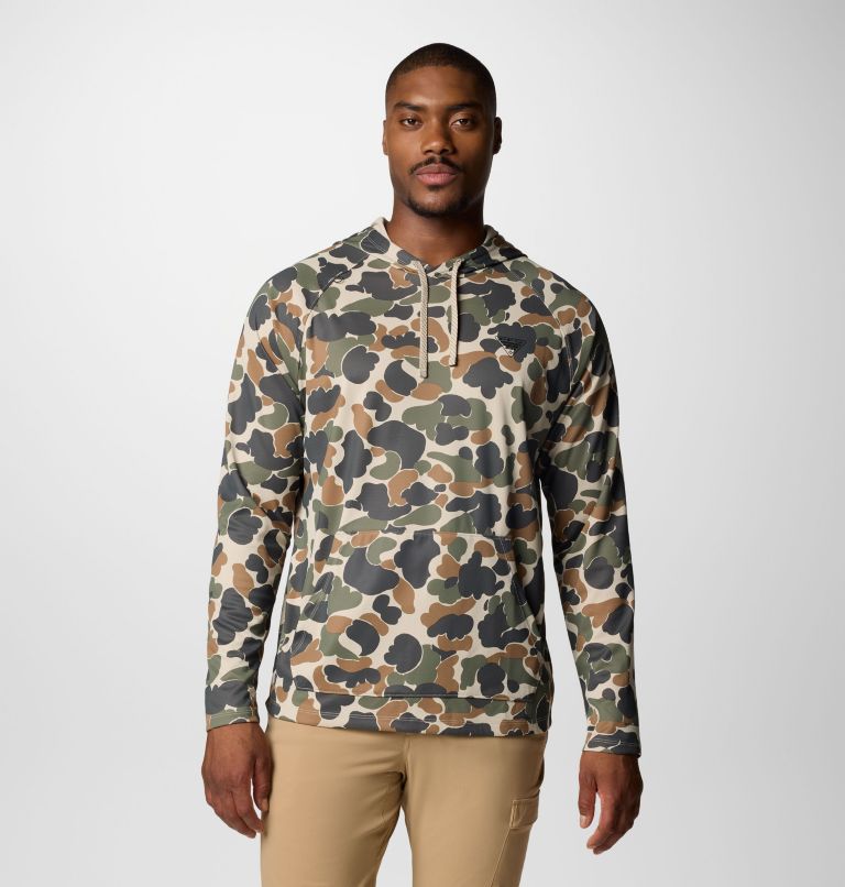 Men's PFG Wild Cast Camp Hoodie, Color: Fossil Deltahunter Camo, image 1