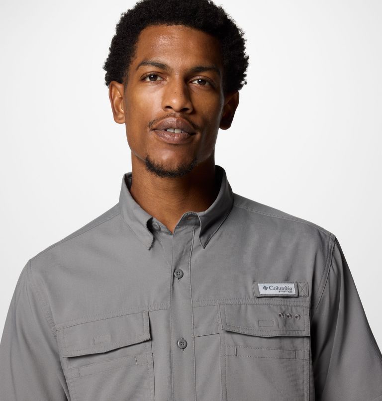 Men's PFG Blood and Guts V Short Sleeve Shirt, Color: City Grey, image 4