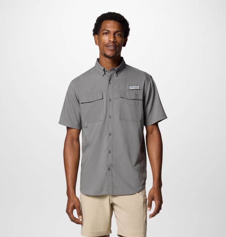 Men's PFG Blood and Guts V Short Sleeve Shirt, Color: City Grey, image 1