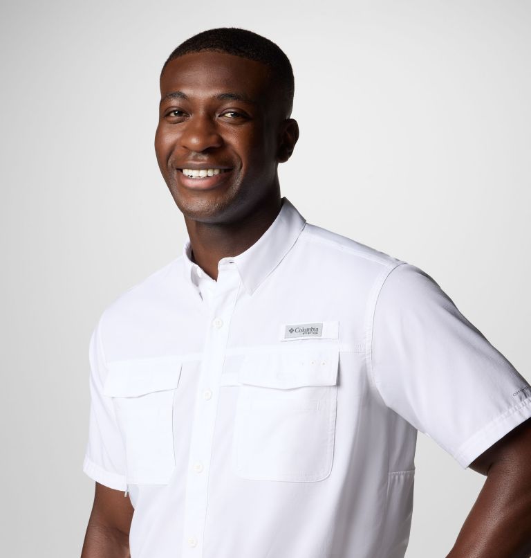 Men's PFG Blood and Guts V Short Sleeve Shirt, Color: White, image 5