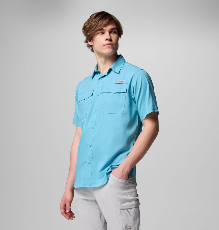 Men's PFG Blood and Guts V Short Sleeve Shirt, Color: Vintage Blue, image 4