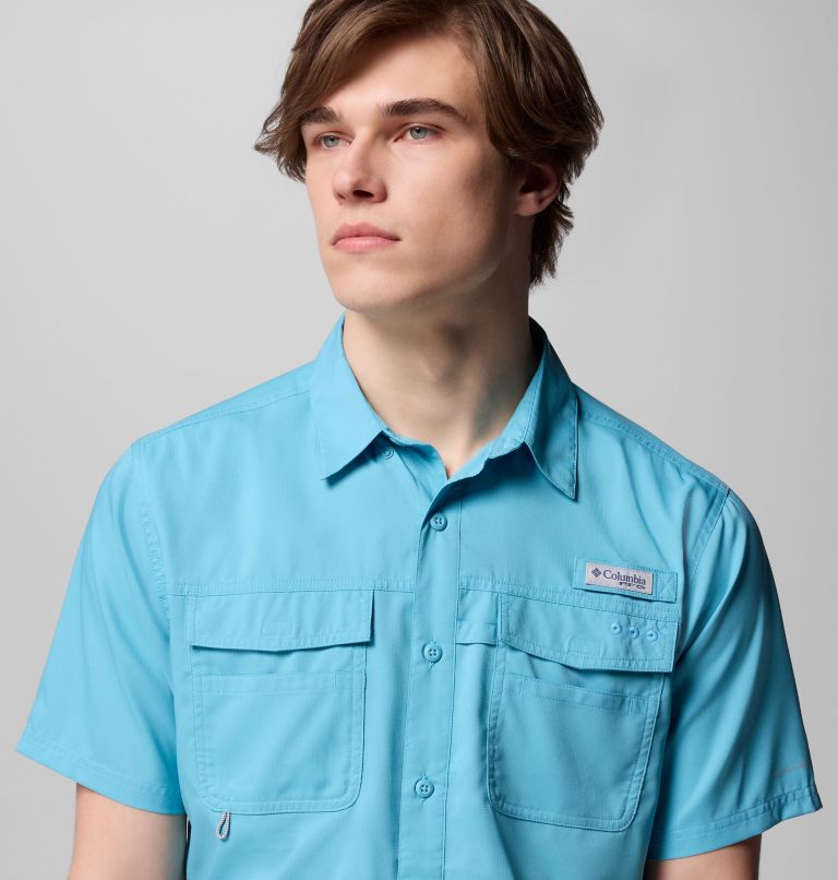 Men's PFG Blood and Guts V Short Sleeve Shirt, Color: Vintage Blue, image 5