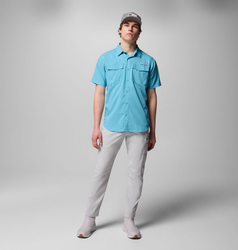 Men's PFG Blood and Guts V Short Sleeve Shirt, Color: Vintage Blue, image 2