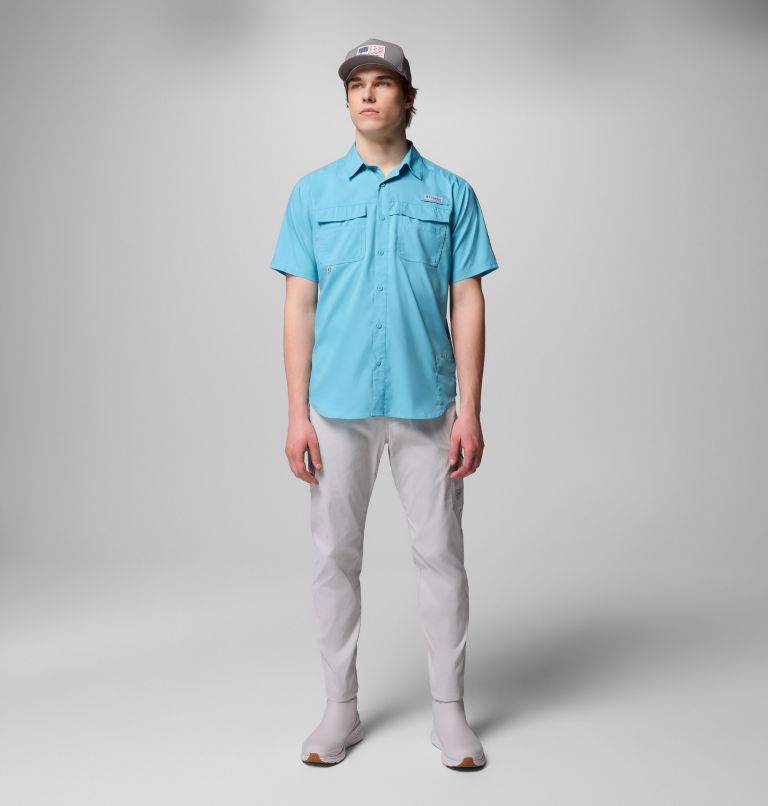 Men's PFG Blood and Guts V Short Sleeve Shirt, Color: Vintage Blue, image 8