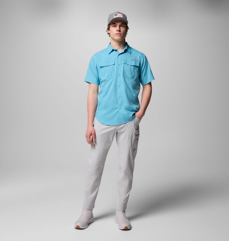 Men's PFG Blood and Guts V Short Sleeve Shirt, Color: Vintage Blue, image 9