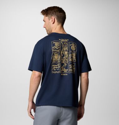 Camiseta técnica con estampado Cedar Trail Back para hombre, Color: Collegiate Navy, Trailguide Icons, image 5