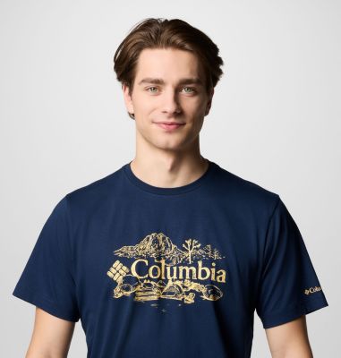 T-shirt stampata Kettle River da uomo, Color: Collegiate Navy, Campsite Badge, image 8