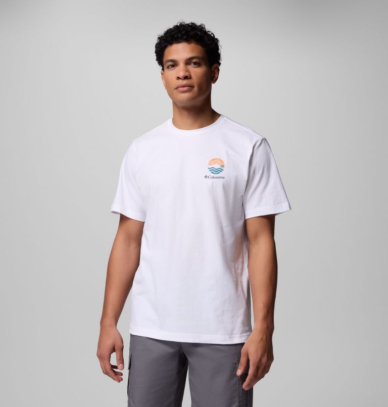 Men's Kettle River Outdoor T-Shirt, Color: White, Circular Linescape, image 3