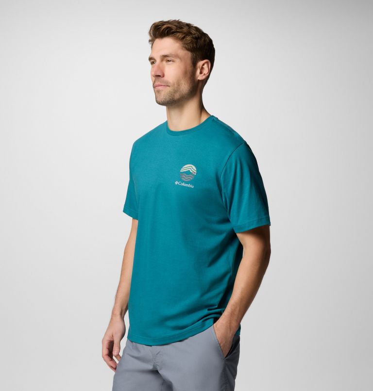T-shirt outdoor Kettle River da uomo, Color: River Blue, Circular Linescape, image 4