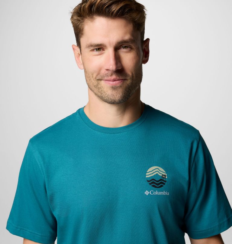 T-shirt outdoor Kettle River da uomo, Color: River Blue, Circular Linescape, image 5