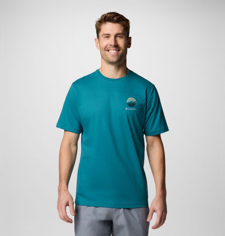 T-shirt outdoor Kettle River da uomo, Color: River Blue, Circular Linescape, image 3