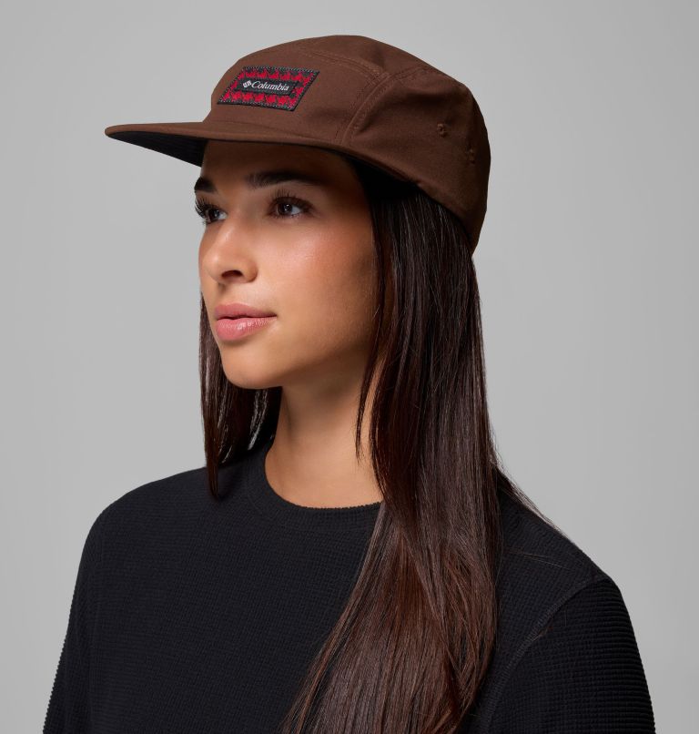 Unisex Creek Side 5 Panel Hat, Color: Tobacco, Houndstooth Patch, image 5