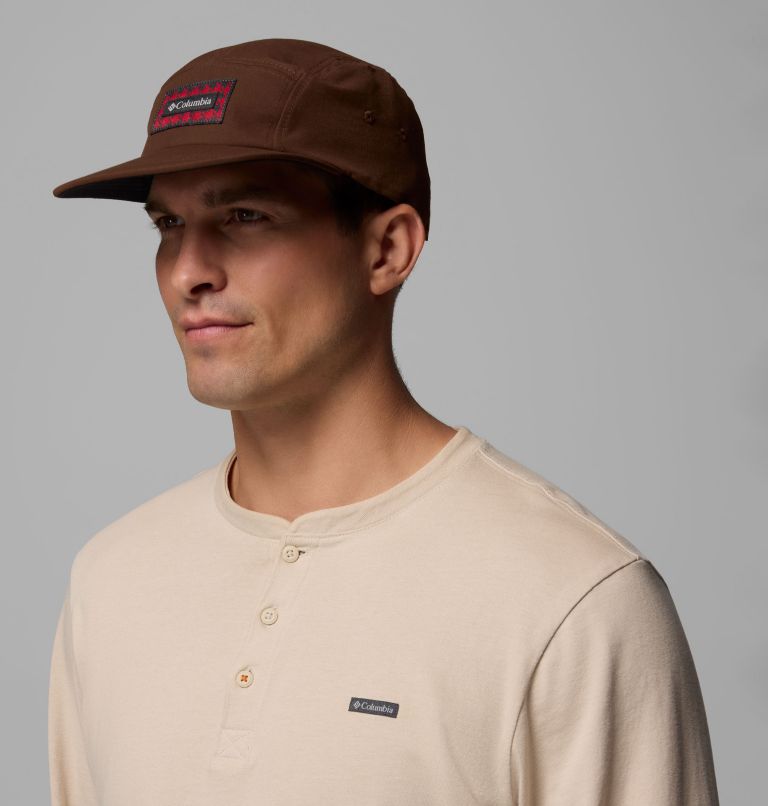 Unisex Creek Side 5 Panel Hat, Color: Tobacco, Houndstooth Patch, image 3