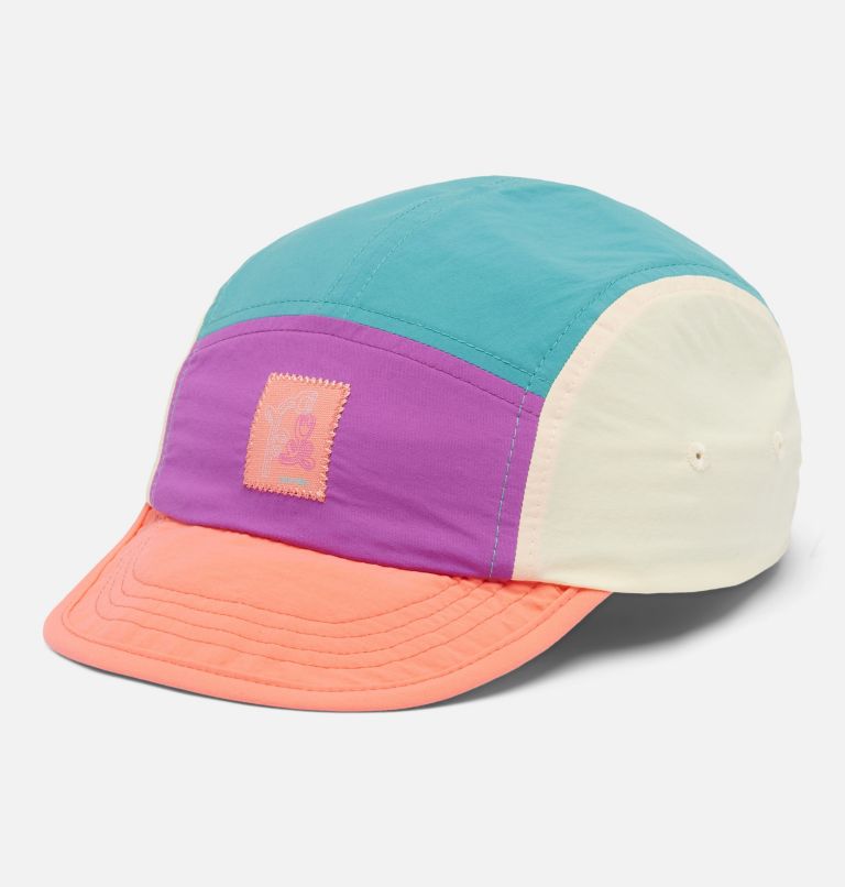 Kids' Camp Charlie 5 Panel Hat, Color: Razzle, Hot Coral, Teal, Lemon Wash, image 1
