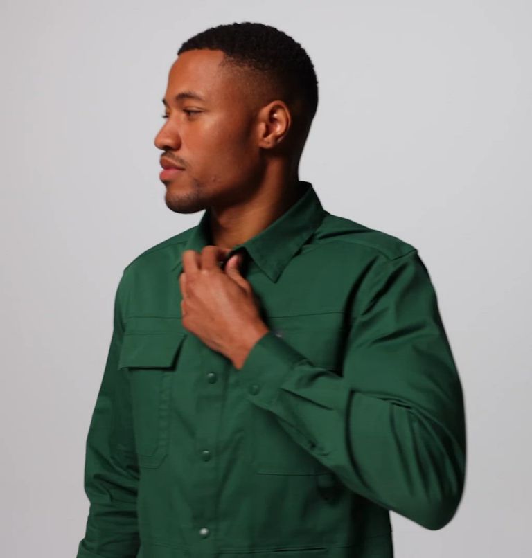 Men's Landroamer Twill Long Sleeve Shirt, Color: Rain Forest