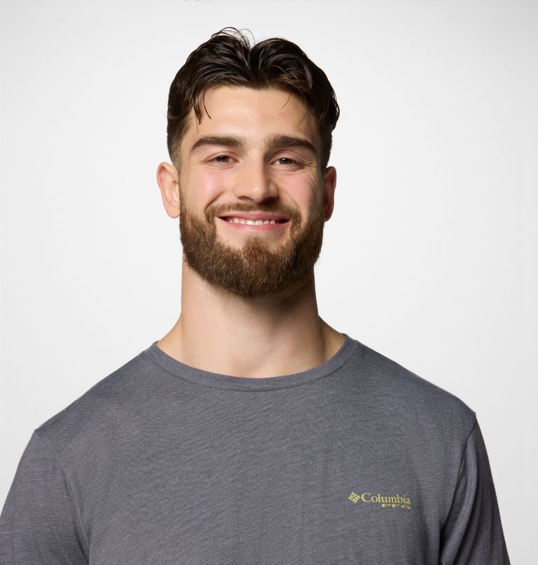 Men's PFG Uncharted Graphic Technical T-Shirt, Color: Shark Heather, PFG Swamp Shack, image 4
