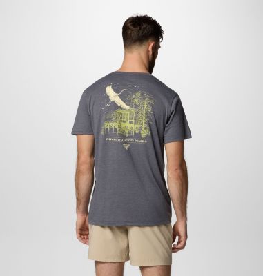 T-shirt tecnica stampata PFG Uncharted da uomo, Color: Shark Heather, PFG Swamp Shack, image 9