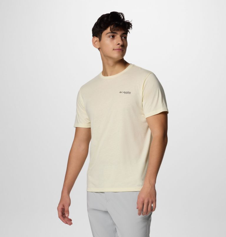 Men's PFG Uncharted Graphic Technical T-Shirt, Color: Lemon Wash Heather, PFG Gear Gator, image 3