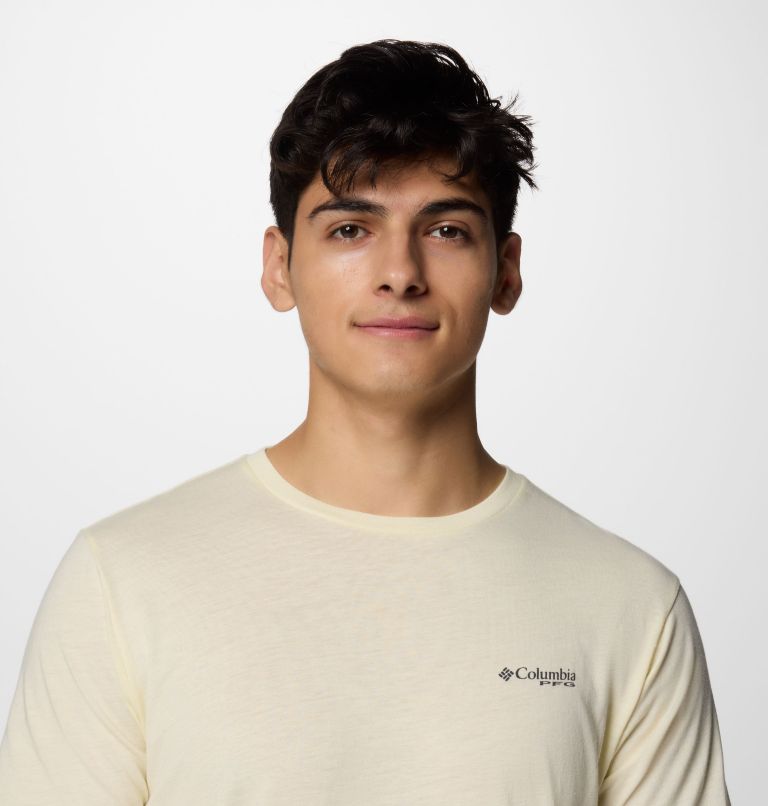 Men's PFG Uncharted Graphic Technical T-Shirt, Color: Lemon Wash Heather, PFG Gear Gator, image 4