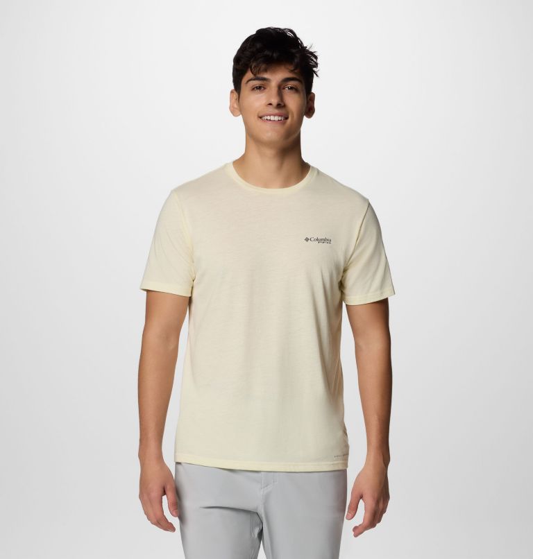 Men's PFG Uncharted Graphic Technical T-Shirt, Color: Lemon Wash Heather, PFG Gear Gator, image 2