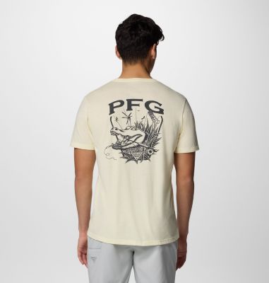 Men's PFG Uncharted Graphic Technical T-Shirt, Color: Lemon Wash Heather, PFG Gear Gator, image 1