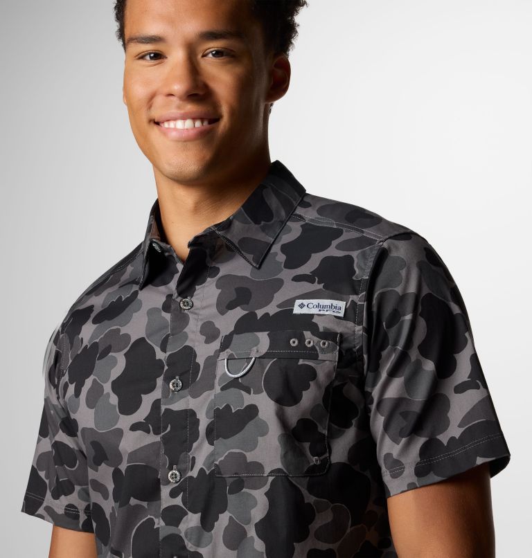 Men's PFG Wild Cast Camp Shirt, Color: Black Deltahunter Camo, image 5