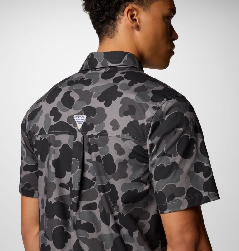 Men's PFG Wild Cast Camp Shirt, Color: Black Deltahunter Camo, image 6