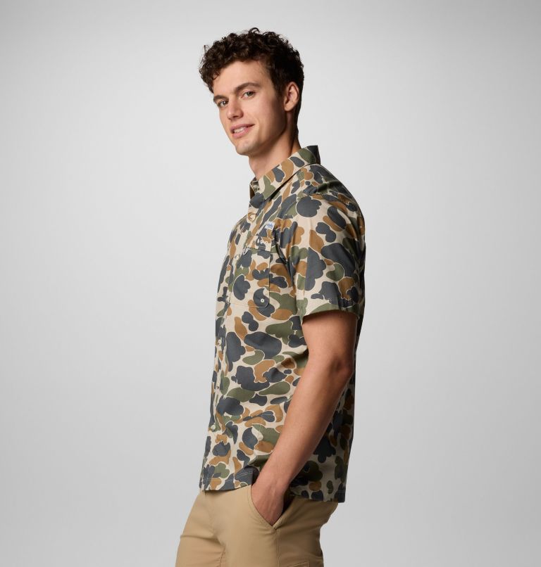 Men's PFG Wild Cast Camp Shirt, Color: Fossil Deltahunter Camo, image 4