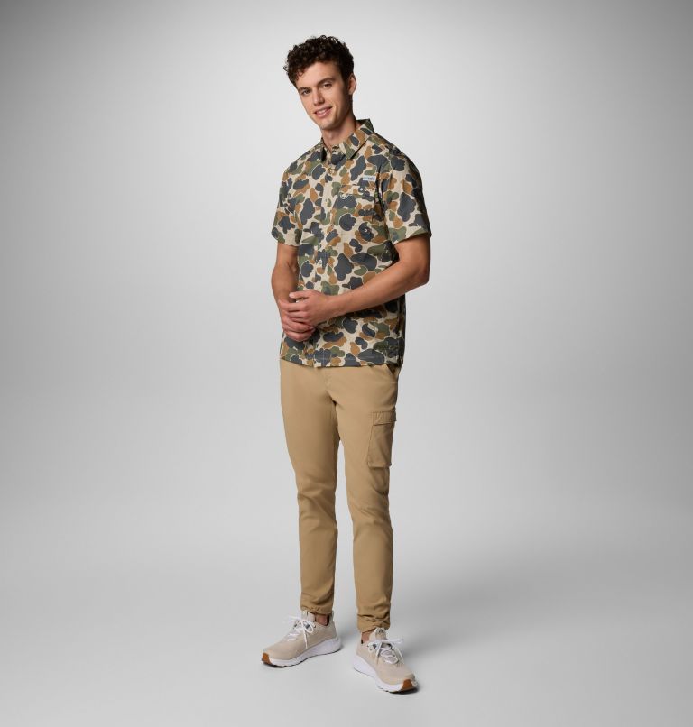 Men's PFG Wild Cast Camp Shirt, Color: Fossil Deltahunter Camo, image 2