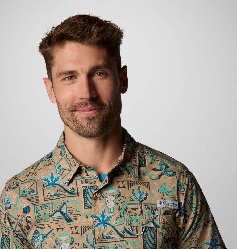 Men's PFG Wild Cast Camp Shirt, Color: Beach Bajabound, image 5