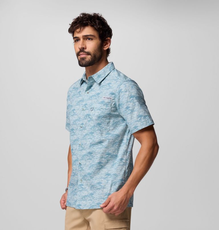 Men's PFG Wild Cast Camp Shirt, Color: Crushed Blue Pez Gallo, image 4