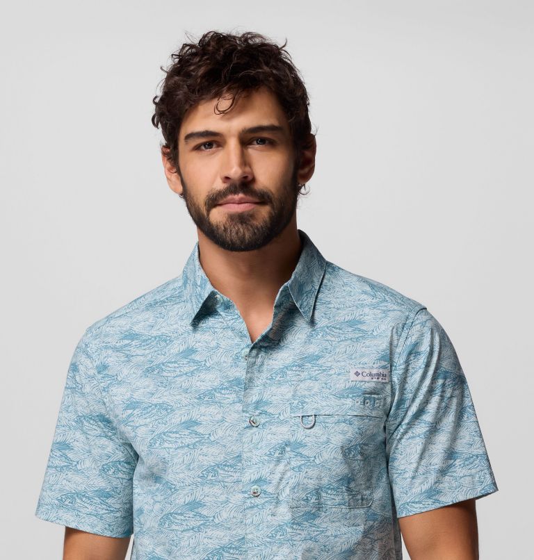 Men's PFG Wild Cast Camp Shirt, Color: Crushed Blue Pez Gallo, image 5